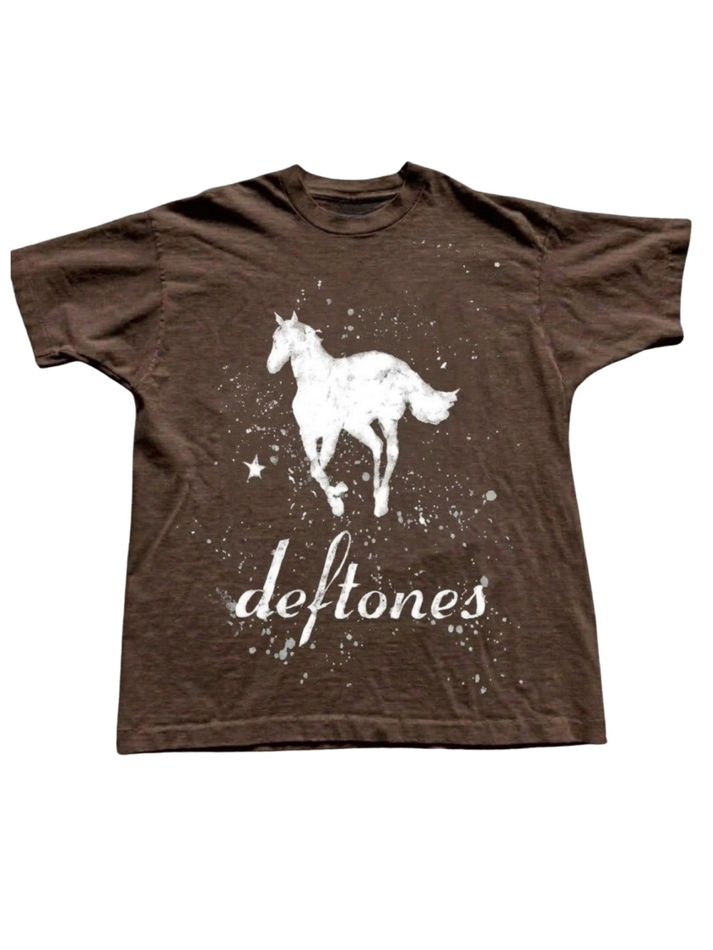 Gildan Brown Graphic T-Shirt with White Horse Print
